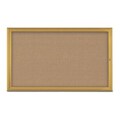 United Visual Products Corkboard, Single Door, Radius Frame, 60x36", Gold/Buff UV70041-GOLD-BUFF