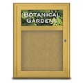 United Visual Products Corkboard, Single Door, Radius Frame, Header, 18x24", Gold/Keylime UV7010-GOLD-KEYLIME