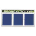 United Visual Products Corkboard, Triple Door, Radius Frame, Header, 72x36", Satin/Cobalt UV7015-SATIN-COBACC