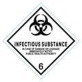 Zoro Select Infectious Substance DOT Label, Class 6, Black/White, Pk100 9GHY3