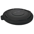 Rubbermaid Commercial 20 gal Flat Trash Can Lid, 20 in W/Dia, Black, Resin, 0 Openings FG261960BLA