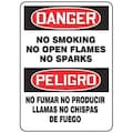 Accuform No Smoking Sign, 14" Height, 10" Width, Aluminum, Rectangle, English, Spanish SBMSMK012VA