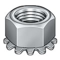 Zoro Select External Tooth Lock Washer Lock Nut, 5/16"-18, Steel, Grade 2, Zinc Plated, 21/64 in Ht, 100 PK 4CAK1