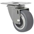 Zoro Select Swivel Plate Caster, Therm Rubber, 3 in, 154 lb 1G190