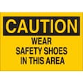 Brady Caution Sign, 10 in Height, 14 in Width, Plastic, Rectangle, English 25207