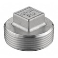 Zoro Select 304 Stainless Steel Square Head Plug, 1/2 in Fitting Pipe Size, Male NPT, Class 150 40SQ112N012