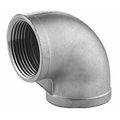 Zoro Select 304 Stainless Steel 90 Elbow, 1/2 in x 1/2 in Fitting Pipe Size, Female NPT x Female NPT, Class 150 409E111N012