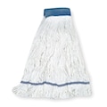 Tough Guy 5in String Wet Mop, 26oz Dry Wt, Clamp/Quick Chnge/Side-Gate Connect, Loop-End, White, Cotton, 1TYN2 1TYN2