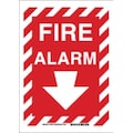 Brady Fire alarm Sign, 14" Height, 10" Width, Polyester, Rectangle, English 86090