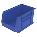 Akro-Mils 60 lb Hang & Stack Storage Bin, Plastic, 11 in W, 10 in H, Blue, 18 in L 30260BLUE