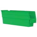 Akro-Mils Shelf Storage Bin, Green, Plastic, 11 5/8 in L x 2 3/4 in W x 4 in H, 7 lb Load Capacity 30110GREEN