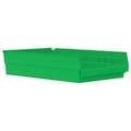 Akro-Mils Shelf Storage Bin, Green, Plastic, 17 7/8 in L x 11 1/8 in W x 4 in H, 20 lb Load Capacity 30178GREEN