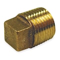 Zoro Select Red Brass Cored Plug, MNPT, 1/2" Pipe Size 1VFR3