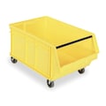 Quantum Storage Systems Mobile Storage Bin, Yellow, Polyethylene, 29 in L x 18 3/8 in W x 14 7/8 in H, 300 lb Load Capacity QMS843MOBYL