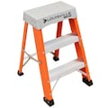 Louisville 2 Steps, Fiberglass Step Stool, 300 lb. Load Capacity, Orange/Silver FS1502