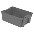 Orbis Stack & Nest Bin, Gray, Plastic, 23 5/8 in L x 15 3/4 in W x 10 3/4 in H, 70 lb Load Capacity GS6040-27 Grey