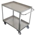 Zoro Select Flat Handle Utility Cart, Stainless Steel, 2 Shelves, 1200 lb. 11A462
