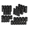 Sk Professional Tools 3/8" Drive Impact Socket Set SAE, Metric 40 Pieces 5/16 in to 3/4 in, 8 to 19 mm , Black Phosphate 4090
