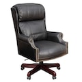 Regency Leather Executive Chair, 20" to 23", Fixed Arms, Mahogany/Black 9099LBK