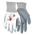 Mcr Safety Nitrile Coated Gloves, Palm Coverage, White/Gray, XL, PR 9683XL