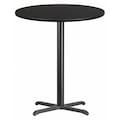 Flash Furniture Round Laminate Table Top, 36" W, 36" L, 43.125" H, Laminate Top, Wood Grain XU-RD-36-BLKTB-T3030B-GG