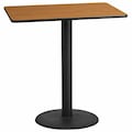 Flash Furniture Rectangle Ntural Lam Table, Rect w/Rnd Base, 30"x45", 30" W, 45" L, 43.125" H, Laminate Top XU-NATTB-3045-TR24B-GG