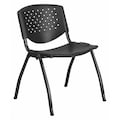 Flash Furniture HERCULES Series 880 lb. Capacity Black Plastic Stack Chair with Titanium Gray Powder Coated Frame RUT-F01A-BK-GG