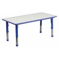 Flash Furniture Rectangle Preschool Table, Bl, 23.625" W x 47.25" L, 23.625 X 47.25 X 23.5, Plastic, Steel Top, Blue YU-YCY-060-RECT-TBL-BLUE-GG