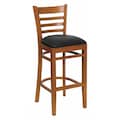Flash Furniture Stool, Ladder Back, Cherry Wood w/Blk Vny XU-DGW0005BARLAD-CHY-BLKV-GG