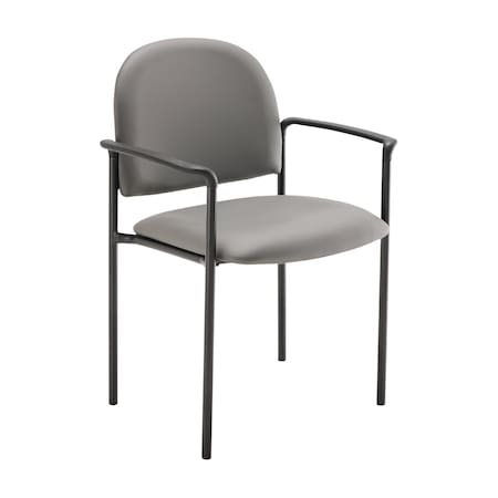 Flash Furniture Tiffany Comfort Gray Vinyl Stackable Steel Side Reception Chair with Arms BT-516-1-GRY-VINYL-GG