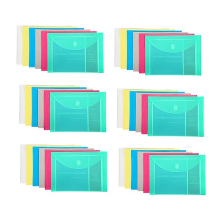 C-Line Products Poly XL Reusable Envelope, Letter Size, Side Load, Assorted, 36PK 58000