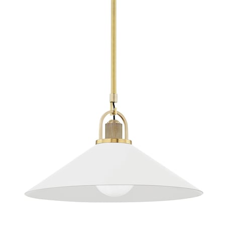Hudson Valley Lighting Syosset 1 Light Pendant 20 In. Aged Brass/Soft Off White 2620-AGB/WH