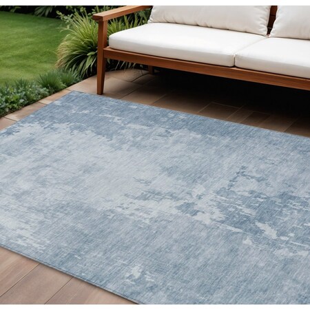Homeroots 8' X 10' Sky Blue Abstract Washable Indoor Outdoor Area Rug 608253