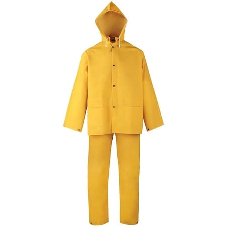 Diamondback Rain Suit, 3XL, 31-1/2 in Inseam, Polyester/PVC, Yellow, Comfortable Corduroy Collar SRS3/111-XXXL