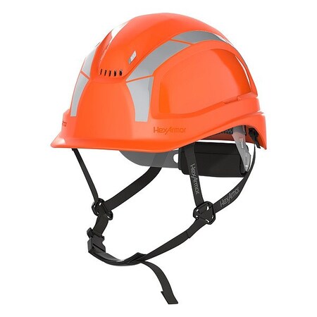 Hexarmor Safety Helmets, HDPE, 6 Point Ratchet, Type 1, Class C, High-Visibility Orange 16-14009S
