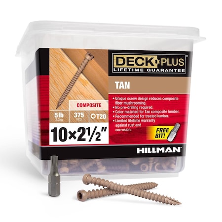 Hillman Deck Plus No. 10 Ga. X 2 1/2 in. L Tan Star Flat Head Composite Deck Screws 5 lb 375 48452