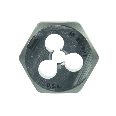 Irwin Hanson High Carbon Steel SAE Hexagon Die 1/4 in.-28NF  1 pc 6523ZR