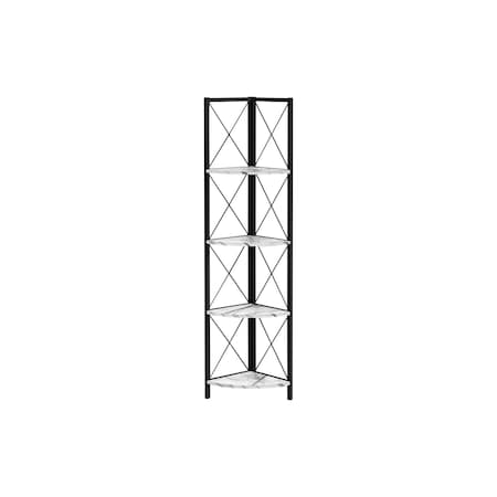 Homeroots 59" White Metal and Wood Four Tier Corner Bookcase 489793