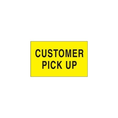 Bubblefast 3 x 5'' - ''Customer Pick Up'' Fluorescent Yellow Labels BFDL2121