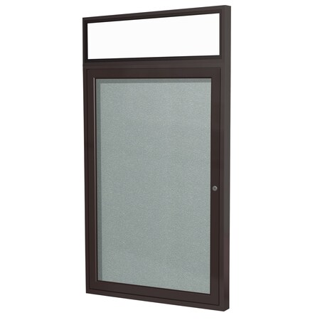 Ghent 36'' x 24'' Enclosed Vinyl Board, 1-Door, Bronze Aluminum Frame, Illuminated Headliner, Silver PBVLX2-193