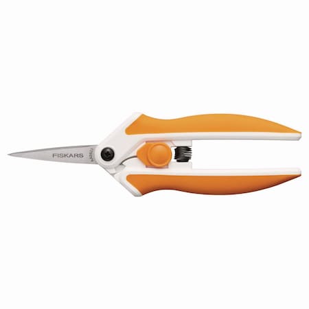 Fiskars Micro-Tip Easy Action Scissors, 6.1in Long, 1.75in Cut Length, Orange/White Handle 1069767