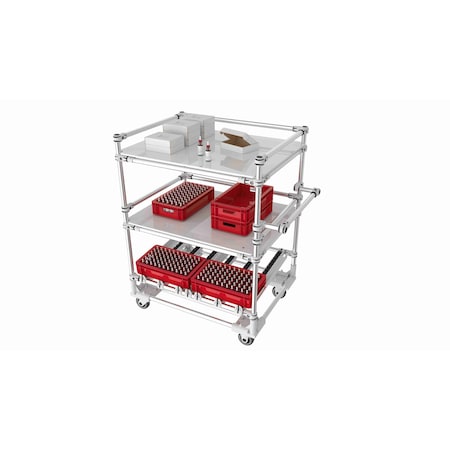 Trilogiq 3-Level Shelf Cart 3 Flanges Per Level With Fifo Level And Horizontal Hand Bar. 49A-13