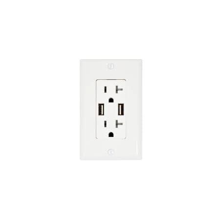 Bright-Way 20A Duplex Receptacle With USB - White BWCUSBTRW
