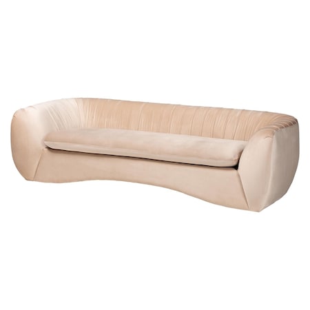Baxton Studio Adanna Glam and Luxe Champagne Beige Velvet Fabric Sofa 248-13617-ZORO