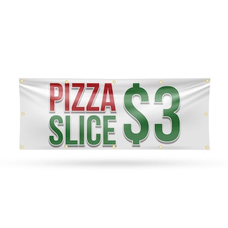 Signmission Pizza Slice $3, 48 Inch x 120 Inch, Vinyl Banner B-120-30807