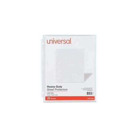Universal Side-Load Poly Sheet Protectors, Heavy Gauge, Letter Size, Clear, 25PK UNV21136