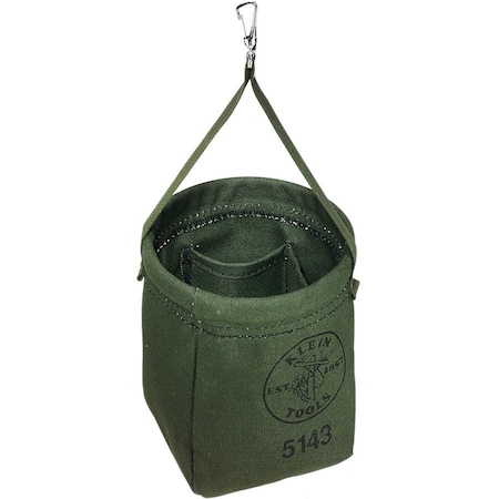 Klein Tools Bucket Bag, Green, Canvas, 2 Pockets 5143