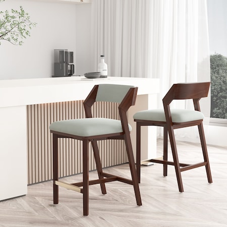 Manhattan Comfort Patricia Counter Stool  in White Glacier - Set of 2 2-CS023-WH