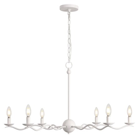Jonathan Y Shana 35.5" 6-Light Grand Modern Transitional Adjustable Sculptural Wavy Arm Candle-Style Metal LED JYL9558A