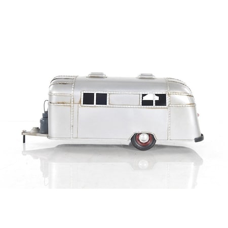 Homeroots 6" Silver Metal Hand Painted Silver Camping Trailer Model Car 402235